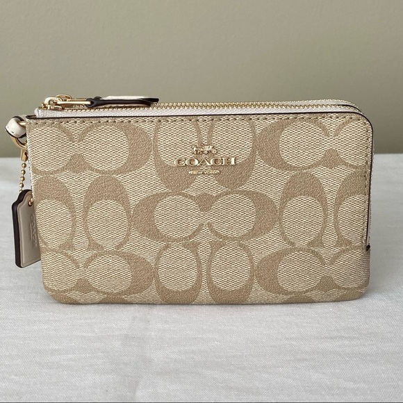 COACH Double Corner Zip Wristlet in Signature Canvas - Picture 3 of 11